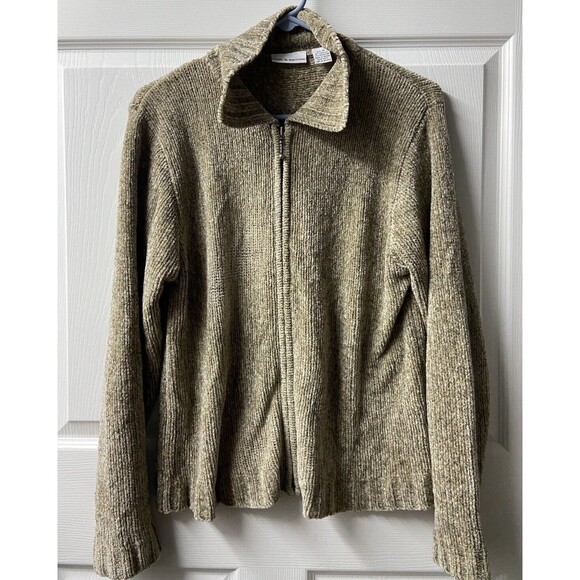 Croft & Barrow  Sweater Womens M Tan Soft Full Zip Mock Neck Cardigan - Picture 7 of 7